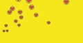 Digital image of multiple red heart icons floating against yellow background