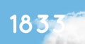 Digital image of the number displayed in bold white text over a cloudy sky background