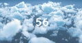 Digital image of the number displayed in bold white text over a cloudy sky background