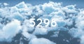 Digital image of the number displayed in bold white text over a cloudy sky background