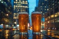 Digital image of  pair of glasses of beer sitting on a table, high quality, high resolution Royalty Free Stock Photo
