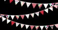 Digital image of party bunting hanging with copy space on black background 4k