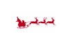 Digital image of red silhouette of santa claus and christmas tree in sleigh Royalty Free Stock Photo