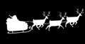 Digital image of silhouette of santa claus and christmas tree in sleigh being pulled by reindeer Royalty Free Stock Photo