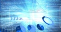 Digital image of statistical data processing against data processing on blue background Royalty Free Stock Photo
