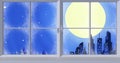 Digital image of window frame against silhouette of santa claus in sleigh