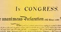 Digital image of a written constitution of the United States moving in the screen against a yellow a