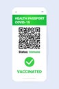 digital immunity passport with qr code on smartphone screen risk free covid-19 pandemic pcr certificate