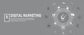 Digital Inbound Marketing Web Banner with Vector Icons w CTA, Gr