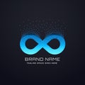 Digital infinity logo design with floating particles Royalty Free Stock Photo
