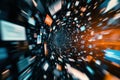 Digital information is collapsing into a vortex, creating a surreal data tunnel Royalty Free Stock Photo