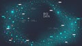 Digital information flow visualization, futuristic neural network streaming of big data structuring and analysis, virtual database