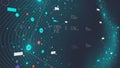 Digital information flow visualization, futuristic neural network streaming of big data structuring and analysis, virtual database