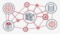 Database server network, illustrating data storage and digital information management system. vector design Generative AI
