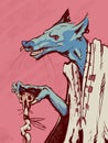 Digital ink and color drawing of a fantasy rat creature walking with a cane - digital fantasy painting