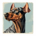 Digital Ink Portrait Of Doberman In The Style Of Ravi Zupa