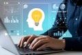 Digital Innovation and Business Intelligence Illustration with Laptop and Idea Icon Royalty Free Stock Photo