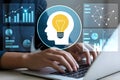 Digital Innovation and Business Intelligence Illustration with Laptop and Idea Icon Royalty Free Stock Photo