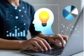 Digital Innovation and Business Intelligence Illustration with Laptop and Idea Icon Royalty Free Stock Photo