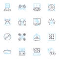 Digital innovation linear icons set. Disruptive, Agile, Scalable, Automated, Game-changing, Progressive, Futuristic line