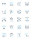 Digital innovation linear icons set. Disruptive, Agile, Scalable, Automated, Game-changing, Progressive, Futuristic line