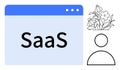 SaaS Concept with Browser Window, User Icon, and Decorative Floral Element Royalty Free Stock Photo