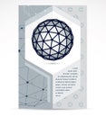 Digital innovations business promotion idea, brochure head page. Abstract geometric 3d monochrome wireframe object, vector Royalty Free Stock Photo