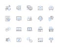 Digital instruction line icons collection. E-learning, Online, Virtual, Interactive, Multimedia, Web-based, Distance