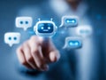 Digital interaction with ai chatbot icons in a futuristic interface Royalty Free Stock Photo
