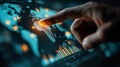 Digital Interaction with Global Data Visualization on Touchscreen Interface Royalty Free Stock Photo