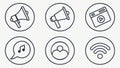 Digital Interaction Icons: Megaphone, Person, Cloud, Wi-Fi, vector design Generative AI Royalty Free Stock Photo