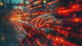 Digital Interaction with Red Data Streams Royalty Free Stock Photo