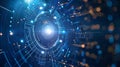 Digital interface with advanced cybersecurity features displaying a holographic projection of a globe, AI Generated