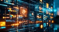 Digital interface with blockchain icons, representing the new economic framework