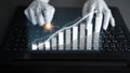Digital Interface with Data Visualization of Financial Growth Trends Depicting a Robotic Hand Interacting with a Laptop Royalty Free Stock Photo