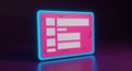 A digital interface design with a neon aesthetic. The rectangular panel is outlined in a Royalty Free Stock Photo