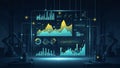 Digital interface is displayed, showcasing various data visualizations and Royalty Free Stock Photo