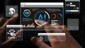 Digital Interface Displaying Artificial Intelligence Data and Metrics with Global Connectivity and Interactive Visual Royalty Free Stock Photo