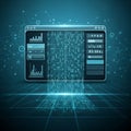 Digital interface displaying binary code 0s and 1s cascading Royalty Free Stock Photo