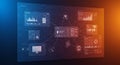 Digital interface displaying connected data panels in a network structure. Various Royalty Free Stock Photo