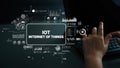 Digital Interface Displaying Data and Graphics Representing Internet of Things Concept with Technology Elements Royalty Free Stock Photo