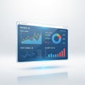 A digital interface displaying financial data and charts is shown Royalty Free Stock Photo