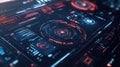 Digital interface displaying futuristic data and cyber elements Royalty Free Stock Photo