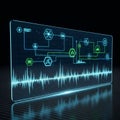 A digital interface displaying a futuristic data visualization Royalty Free Stock Photo