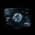 Digital interface displaying a holographic Earth model with data Royalty Free Stock Photo