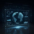 Digital interface displaying a holographic globe featuring interconnected Royalty Free Stock Photo