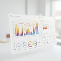 Digital interface displaying multiple panel charts with bar graphs, line graphs, and Royalty Free Stock Photo