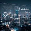 Digital interface displaying multiple types of data visualizations, including line graphs Royalty Free Stock Photo