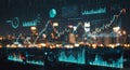 Digital interface displaying various analytic charts and graphs with line, bar, and pie Royalty Free Stock Photo