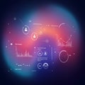 Digital interface displaying various data visualizations on a gradient background of Royalty Free Stock Photo